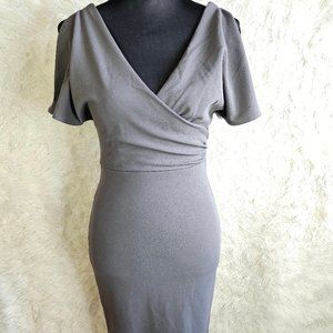 Lulus Women's Gray V-Neck Open Shoulder Dress Size XS